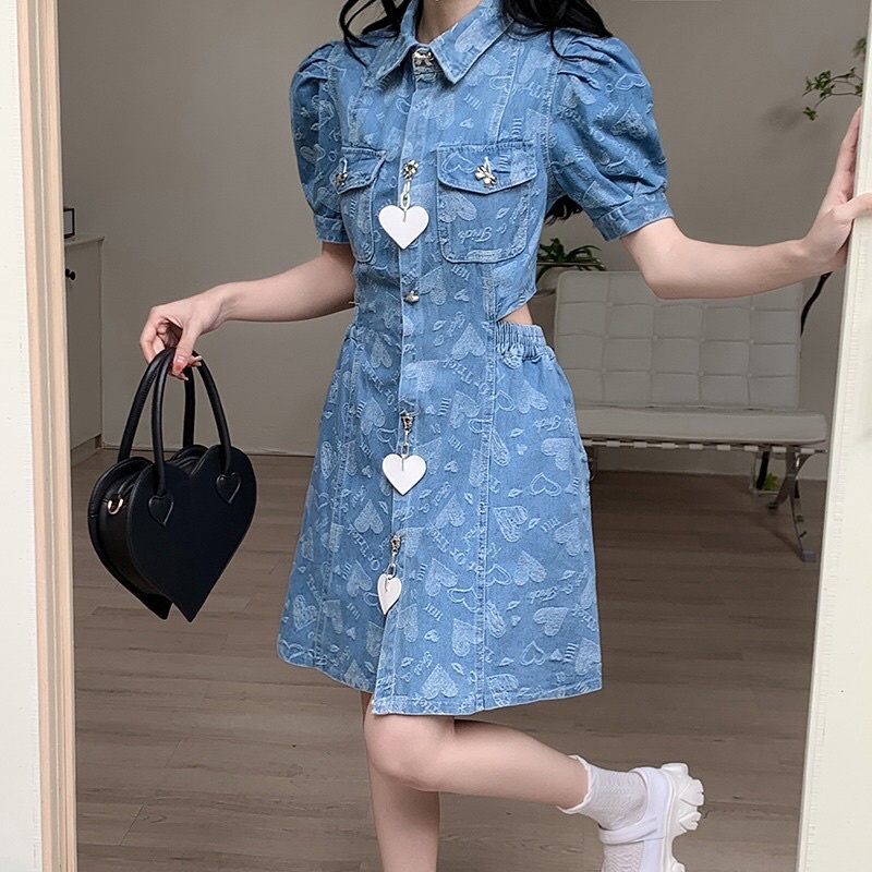 Đầm jean xanh hở eo bigsize bao xinh size 80-90kg