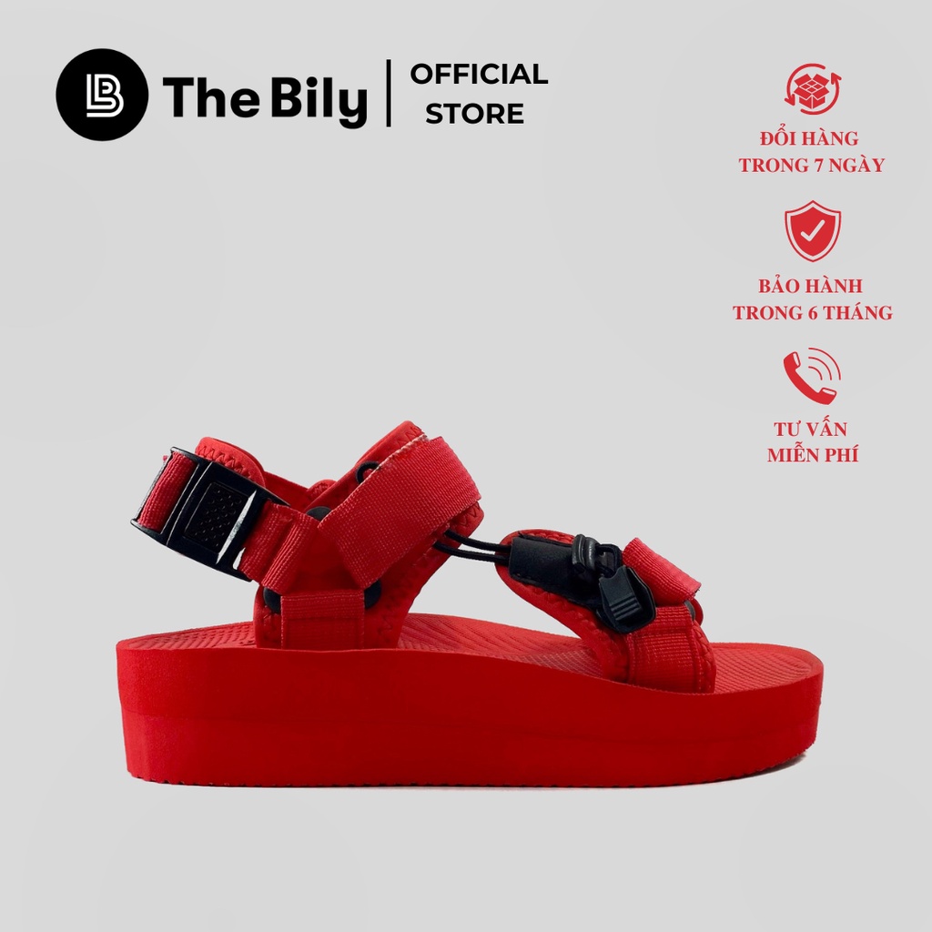 Giày Sandal Nữ The BiLy Quai Chéo Dây Dù Đế Eva Siêu Êm Nhẹ Cao 3cm Màu Đỏ - BL01W