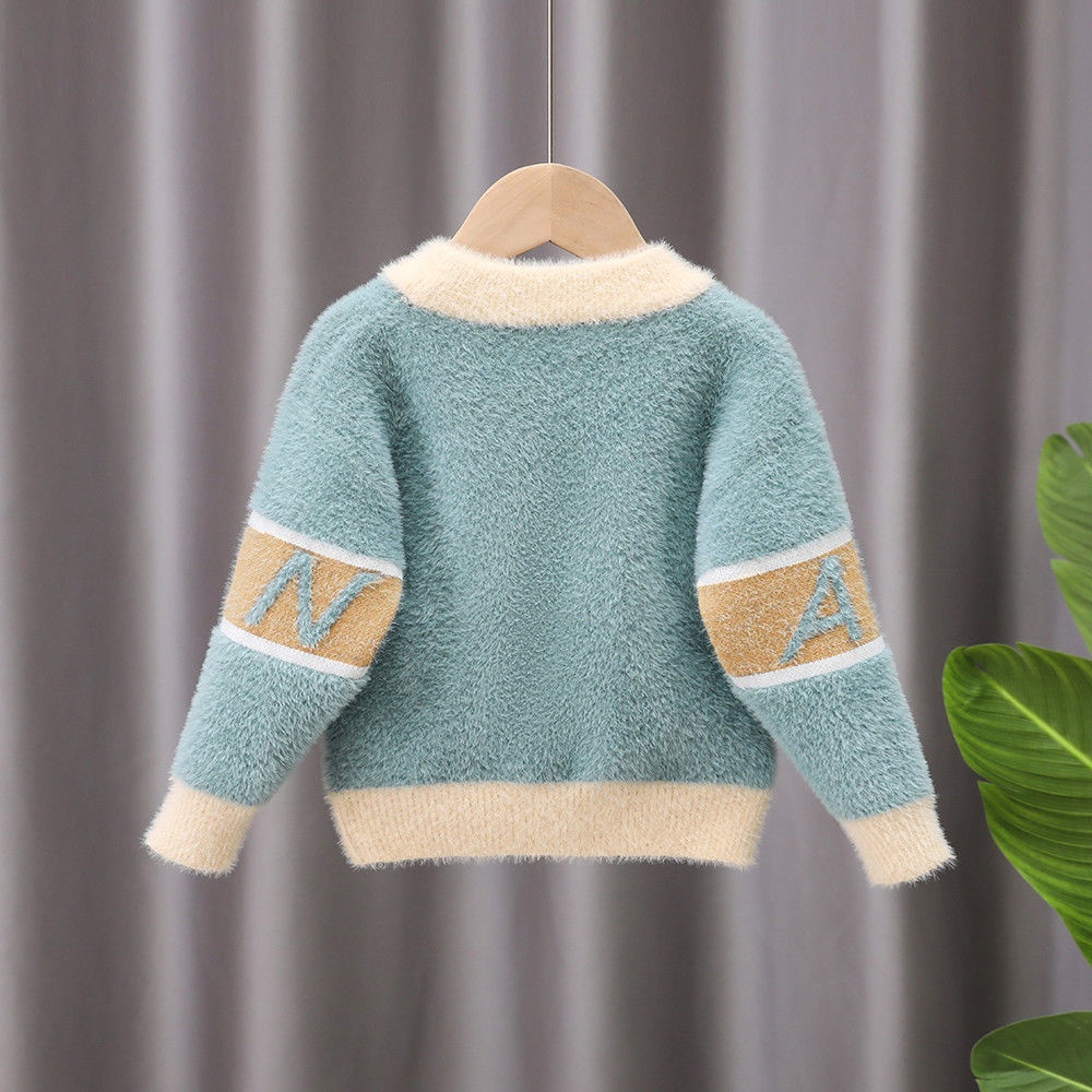 Áo Sweater Dệt Kim Vải Lông Chồn Thời Trang Mùa Đông 2022 Mới Cho Bé Trai