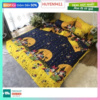 Ga Trải Giường Bo Chun 1m6x2m đệm dày 15-20cm, Vải Cotton Poly Hàn-mẫu chuột sao