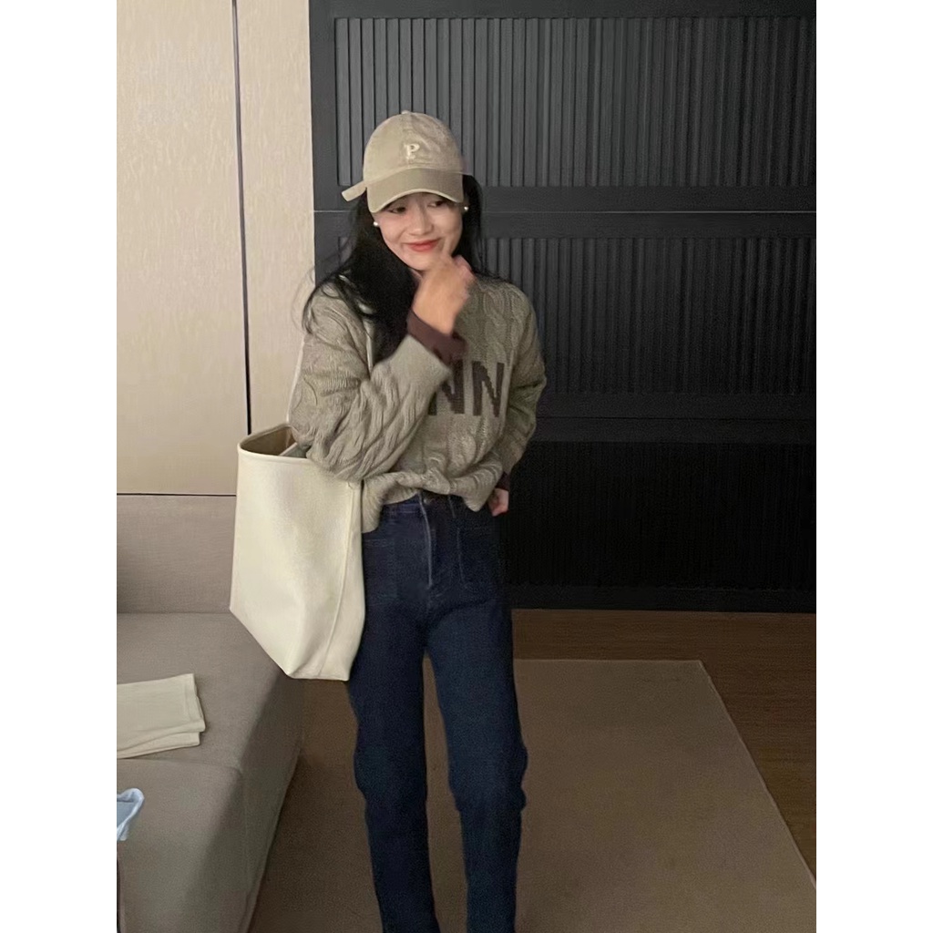 Áo Len Vặn Thừng Quảng Châu Montoghi Mềm Mịn Cổ Tròn Dài Tay Phong Cách Hàn Quốc 1993 Boutique