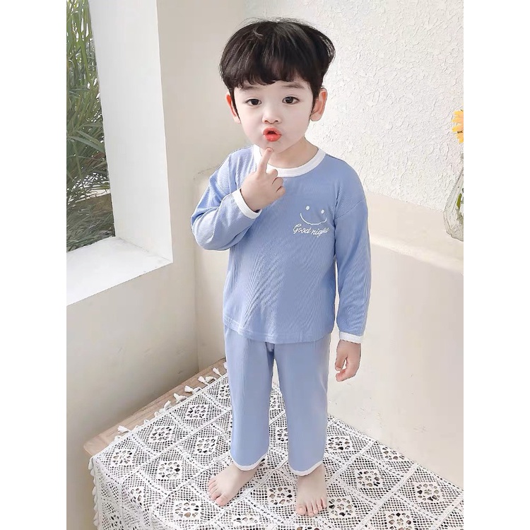 Bộ quần áo trẻ em dài tay Minky Mom Goodnight cho bé trai bé gái, vải len tăm cao cấp siêu co giãn và mềm mịn 7- 27kg
