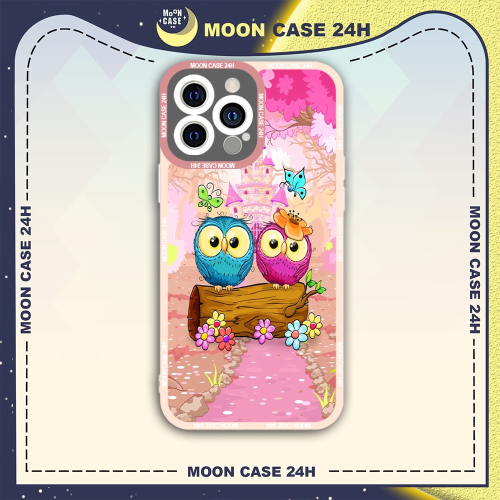 Ốp lưng iphone cạnh vuông Moon Case Cú mèo cute 7/7plus/8/8plus/x/xs/11/12/13/14pro/max/plus/promax