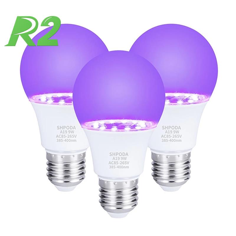Set 3 Bóng Đèn Tia Cực Tím 10W E26 110V 220V Ánh Sáng Xanh Đen Dành Cho Trang Trí Tiệc DJ