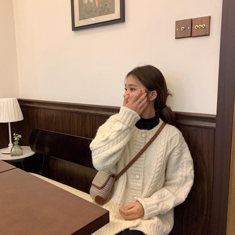 Hàng Sẵn_Áo khoác len dệt kim cardigan dáng rộng phong cách Nhật Bản