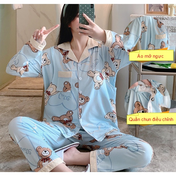 Bộ đồ bầu mặc nhà, Đồ bộ sau sinh cho bé bú ti Pijama Snoopy, pizama, pyjama HÀNG Quảng Châu Loại 1 đẹp Bigsize giá rẻ