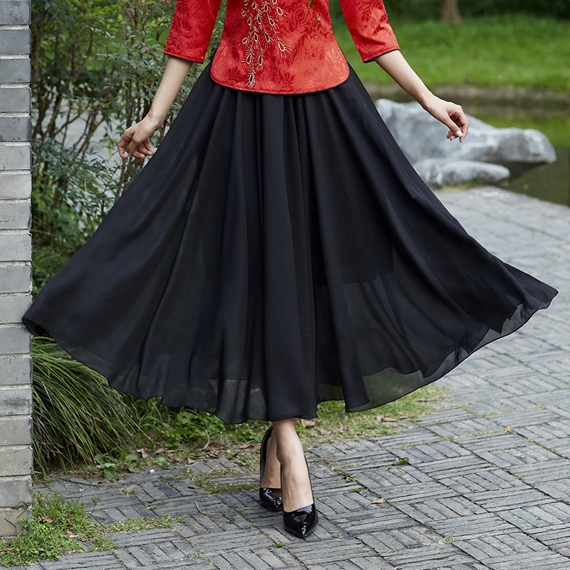 IELGY Đầm Chiffon Dài Tới Gối Thời Trang Dành Cho Nữ