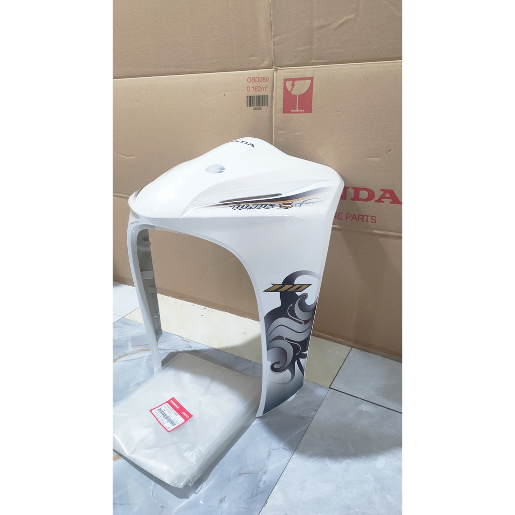 Bộ ốp trước - quây nạ trước HONDA WAVE S110 năm 2013 màu Trắng nâu (Tem hoa văn). *R150* 64200K03V10ZB