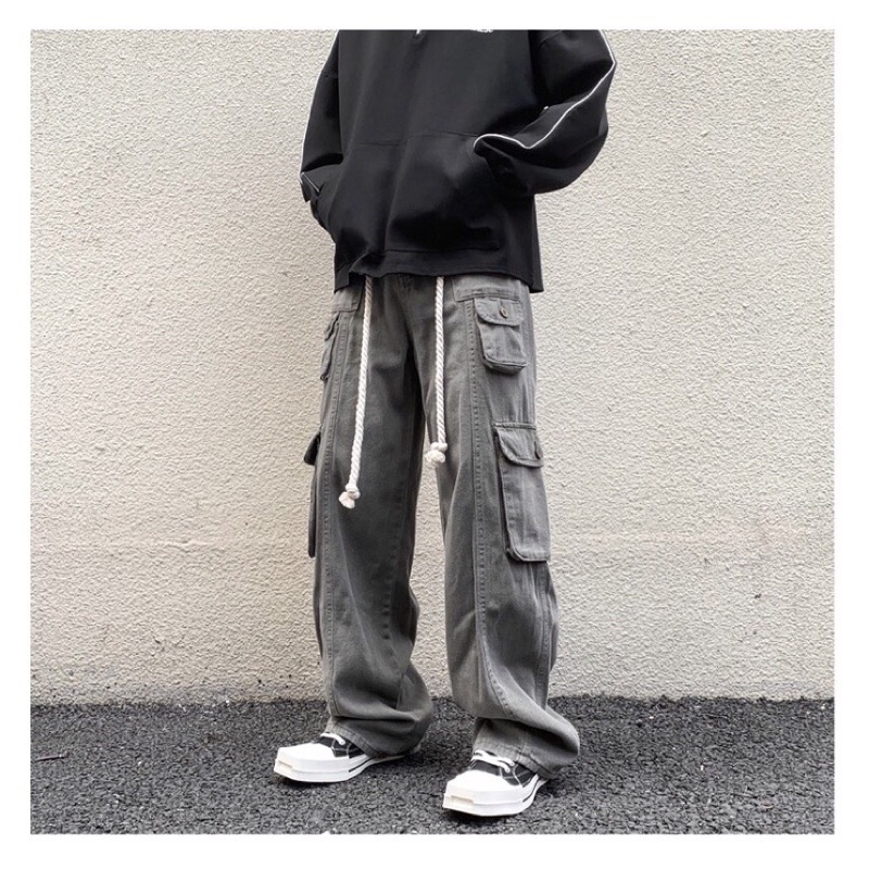 [ORDER+ẢNH THẬT+VIDEO TỰ QUAY] Quần kaki ống rộng túi hộp 4 túi cạp chun dây rút unisex Ulzzang hiphop siêu chất ❤️ | BigBuy360 - bigbuy360.vn