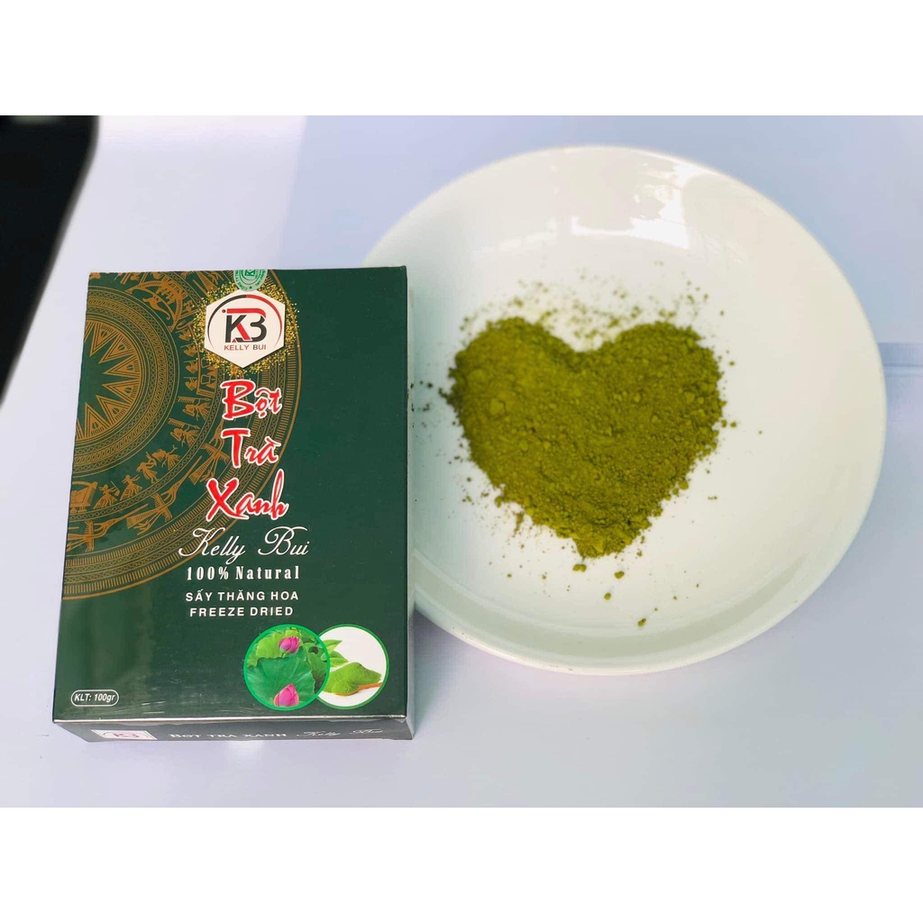 Bột trà xanh giảm béo Kelly Bùi, Bột trà xanh hỗ trợ giảm cân đắp mặt giúp thọn gọn sáng da hiệu quả