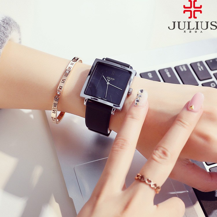 Đồng hồ nữ dây da Julius mặt vuông Ja-354