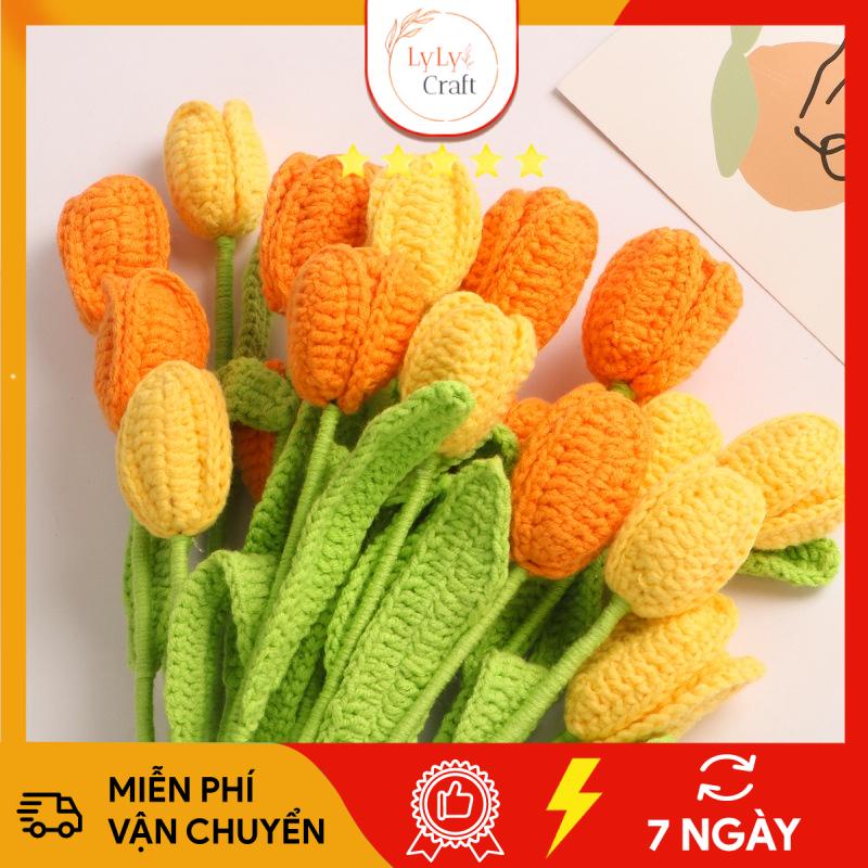 Diy Gói Nguyên Liệu Tự Đan Móc Bó Hoa Hồng Len Handmade Dùng Trang Trí Nghệ Thuật Crochet - Lylycraft