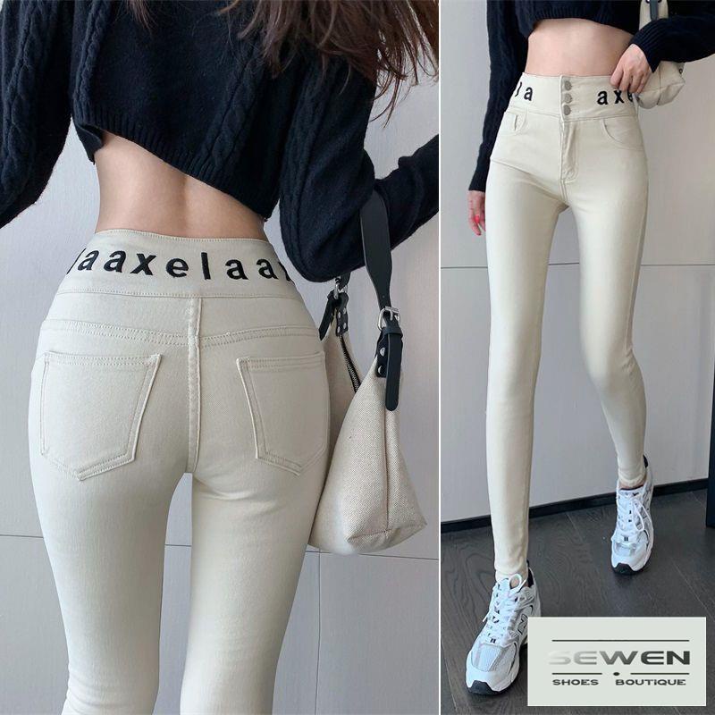 Quần Legging Lưng Cao Dáng Ôm Thêu Họa Tiết Phong Cách Mới Cho Nữ