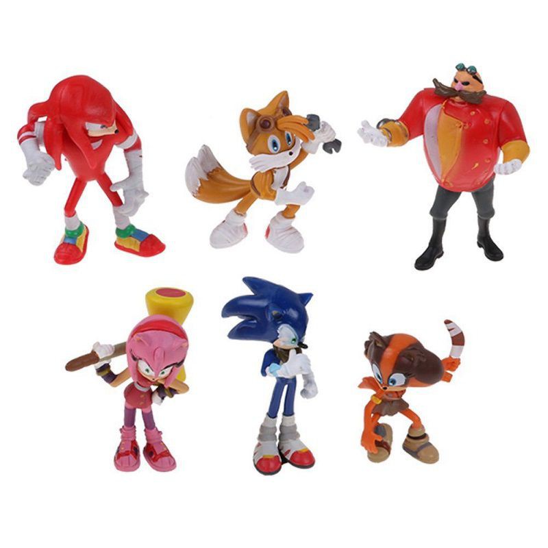 Set 6 bức tượng hình nhân vật vật hoạt hình Sonic the Hedgehog làm quà tặng cho trẻ em