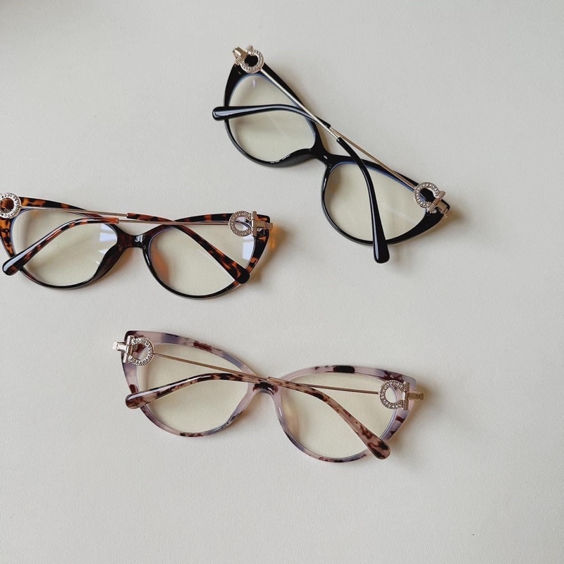 Gọng nhựa mắt mèo chân kim loại đính hạt 5100