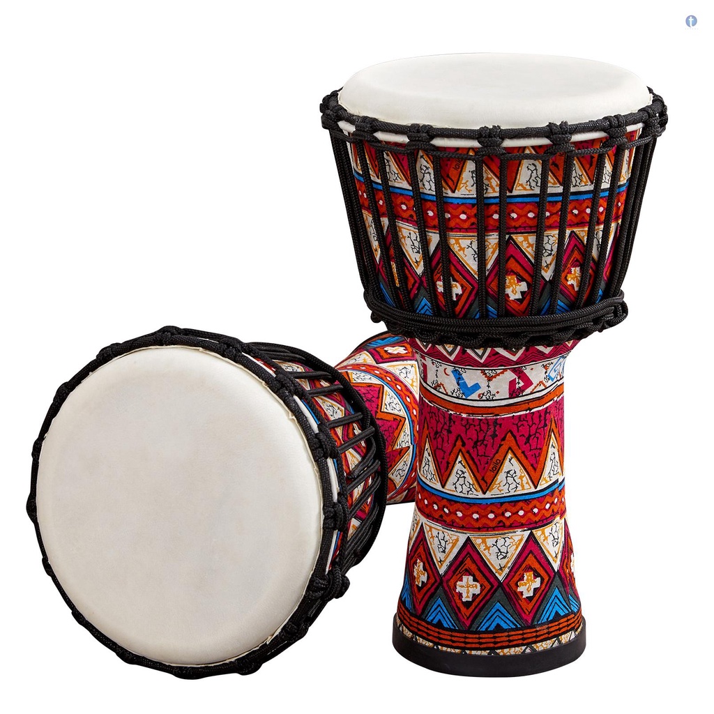 Trống Djembe Châu Phi 8 Inch Cầm Tay Họa Tiết Nghệ Thuật Nhiều Màu Sắc