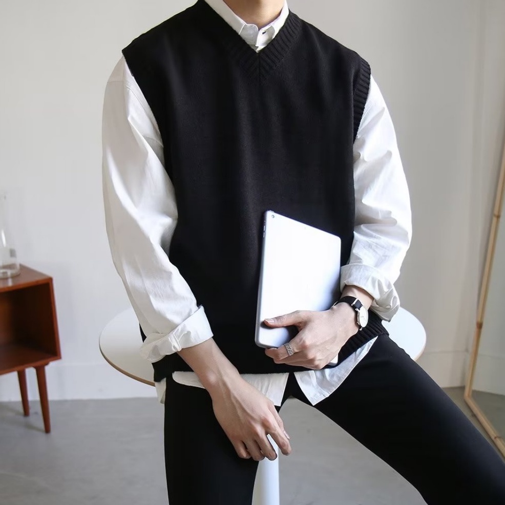 Áo Khoác Sweater Dệt Kim Sát Nách Kiểu Hàn Quốc Thời Trang Xuân Thu 2022 Cho Nam