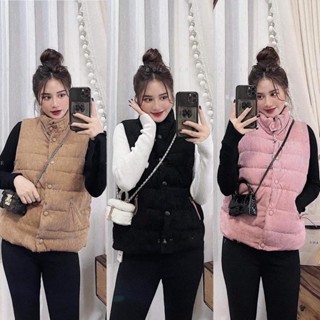 Áo phao Gile nhung tăm túi kéo khoá hàng Quảng châu