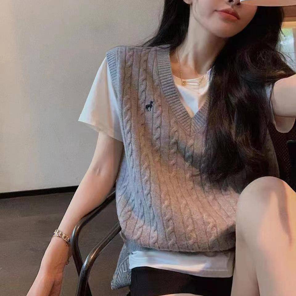 Áo Khoác sweater Không Tay Dệt Kim 39 Kiểu Xoắn Eo Phong Cách Học Viện Cổ Điển Thu Đông Dành Cho Nữ 2020My20221123233131