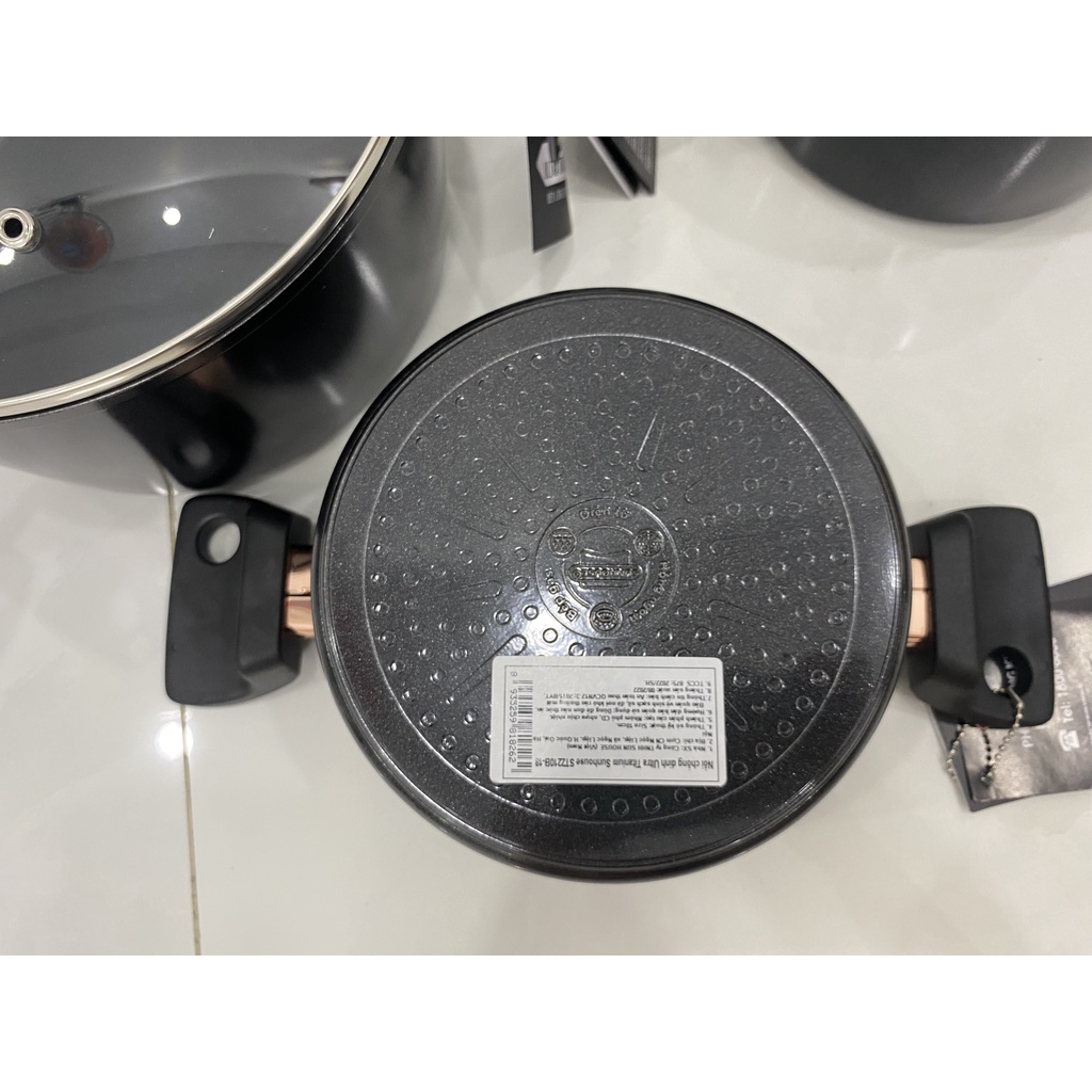 Bộ Nồi Ultra Titanium SUNHOUSE Chống Dính Đáy Từ Size 18-20-24cm Dùng Trên Mọi Loại Bếp Bảo Hành Chính Hãng 3 Năm