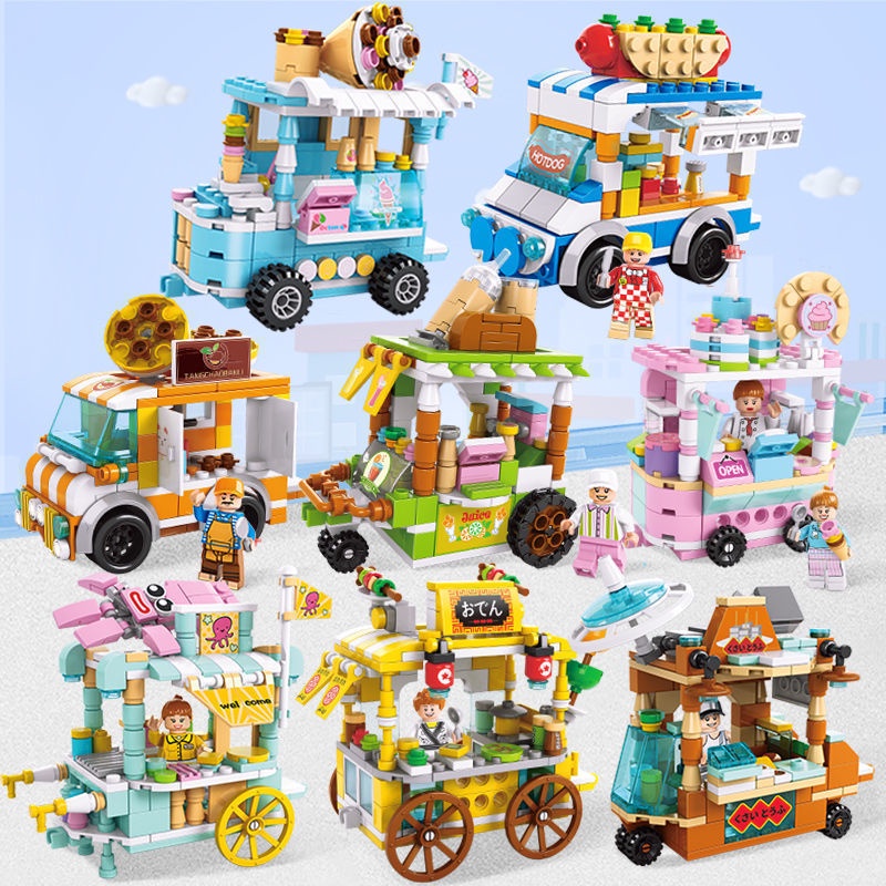 Đồ chơi khối xây dựng lego City Street View Series Xây dựng mô hình những người bạn Quà tặng cho trẻ em trò chơi trí não