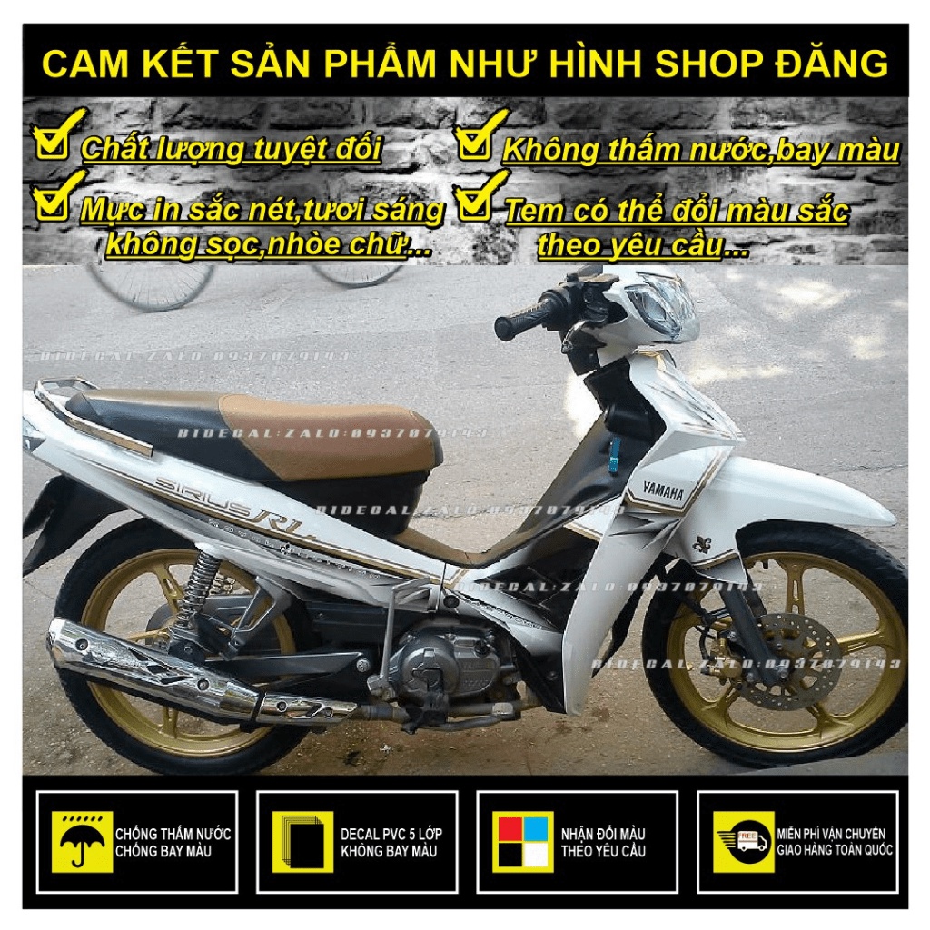 TEM RỜI SIRIUS MẪU RL PHỐI DÁN XE TRẮNG - 