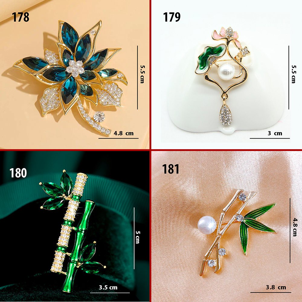 GOTI - Ghim Cài Áo Hình Tre Lá Đính Hạt Thời Trang Nữ Kiểu Dáng Trâm Cài Phụ Kiện Đẹp