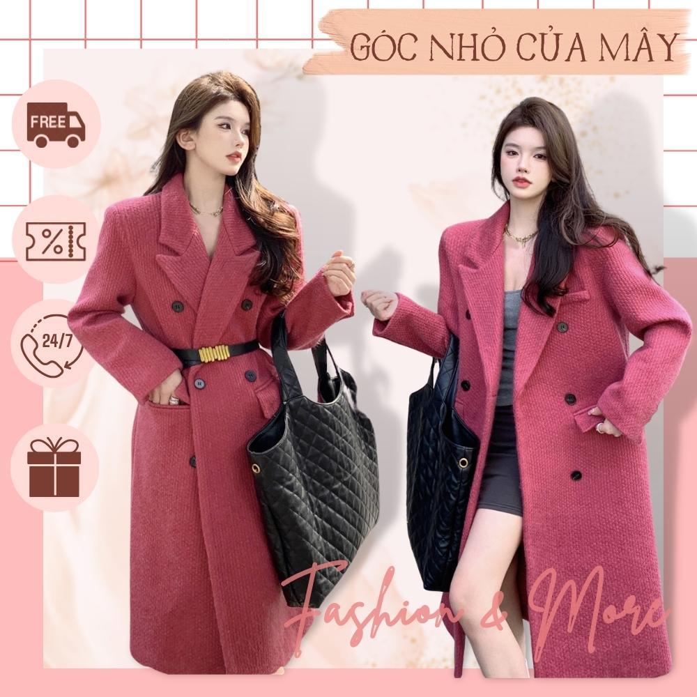 (HÀNG ORDER) Áo khoác dạ D06 màu hồng dáng dài kèm belt form rộng phong cách Hàn quốc GNCM
