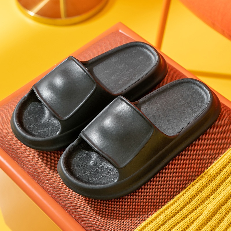 Dép bánh mì leaf unisex, Dép nữ quai ngang 2 màu trắng đen trơn mang trong nhà chống trơn chống nước - DL192