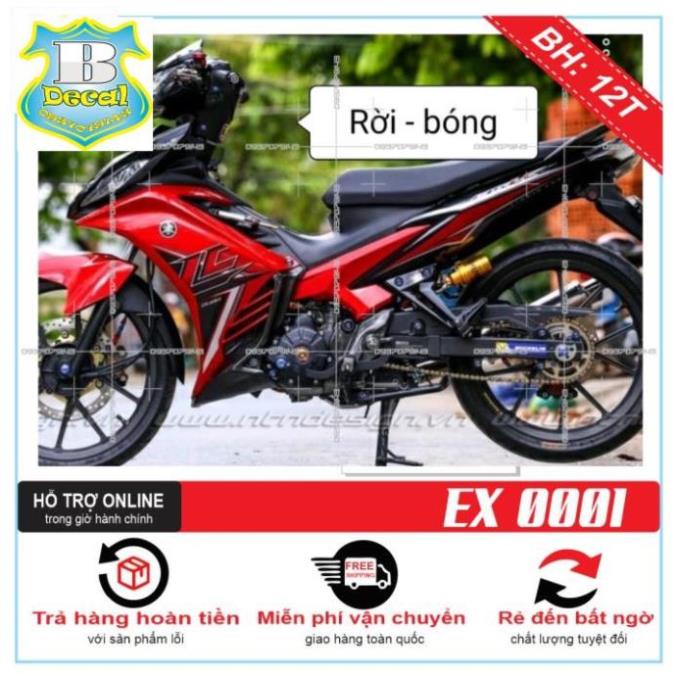 FREE SHIP + SALE SỐC +DECAL PVC 5 LỚP CHẤT LƯỢNG CAO Tem rời EX 2011 LC ĐỎ ĐEN [Bi Decal]