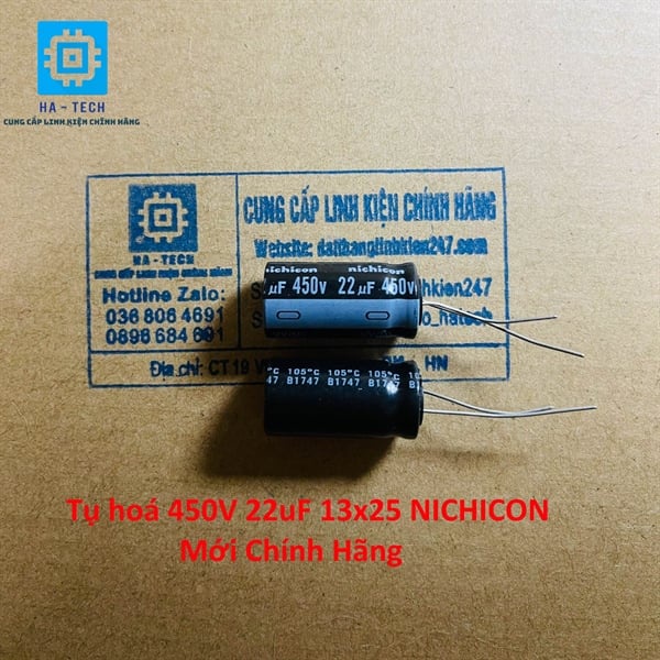 Tụ hoá 450V 22uF 13x25 Nichicon Chính hãng mới 100%