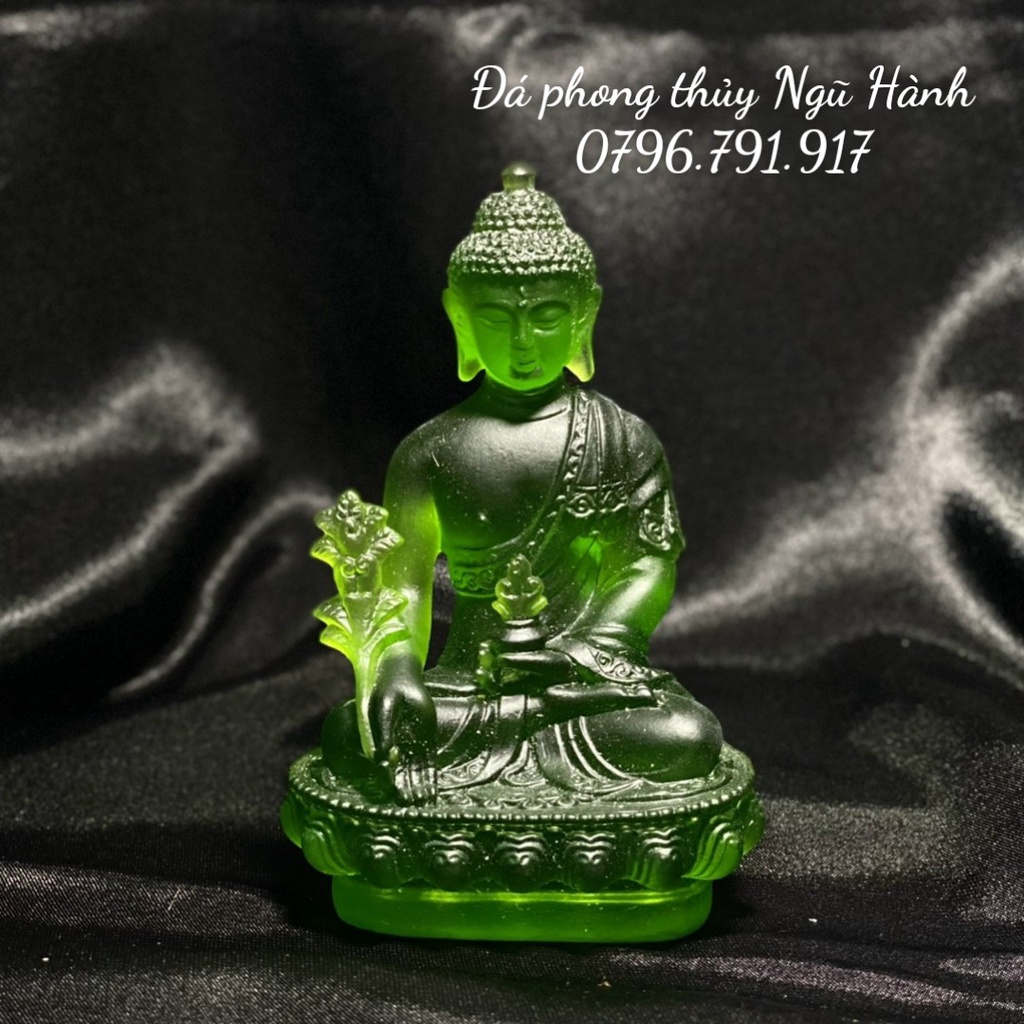 Tượng phật dược sư đá lưu ly cao cấp trang trí nội thất , tap lô ô tô - Cao 12cm