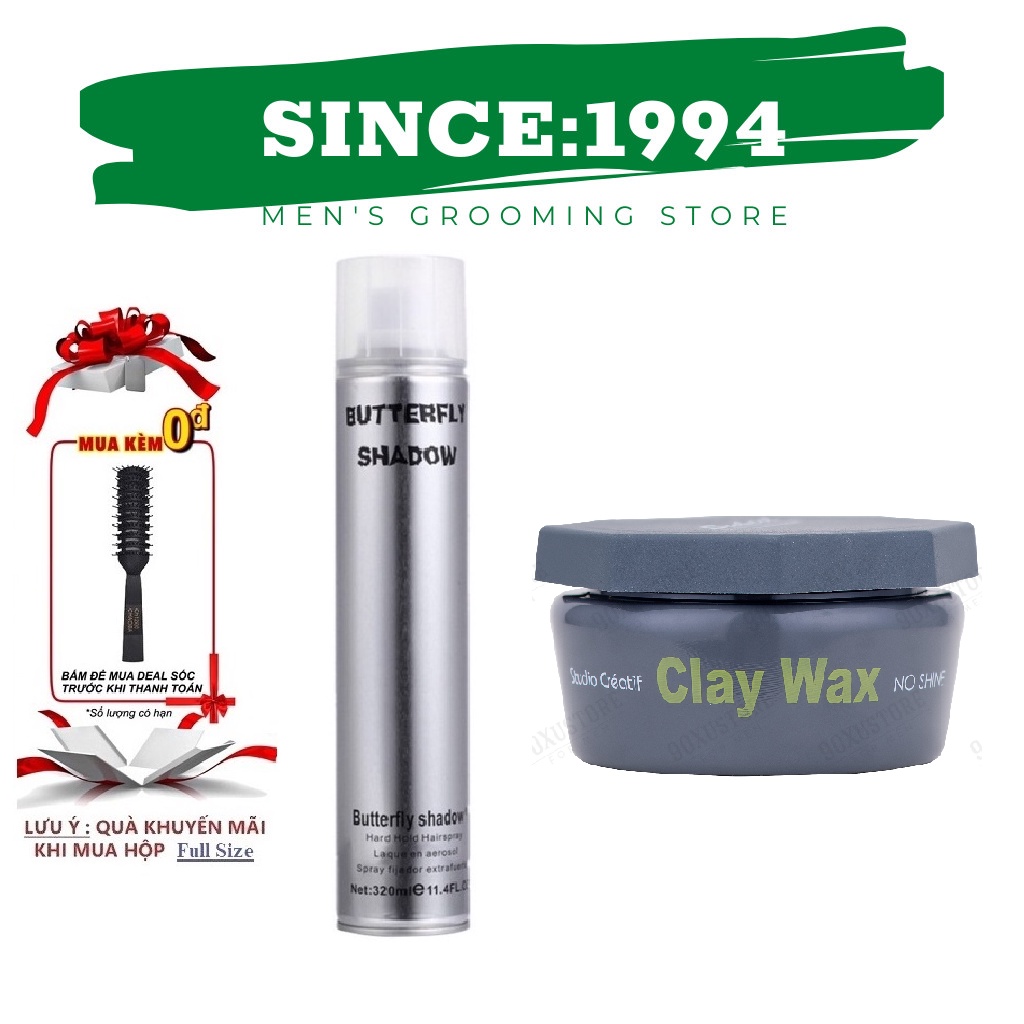 [CHÍNH HÃNG] Sáp vuốt tóc Clay Wax Subtil - 100ml + Gôm Butterfly 320ml + Tặng Lược