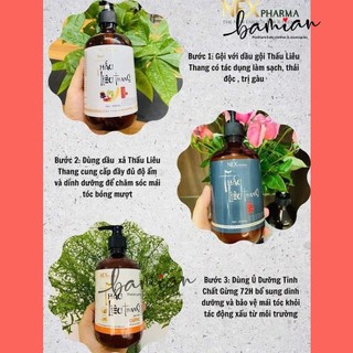 Bộ ba dầu gội, xả, ủ dưỡng sinh thảo dược ngăn ngừa rụng tóc hỗ trợ mọc tóc phục hồi tóc hư tổn thấu liêu thang 500ml