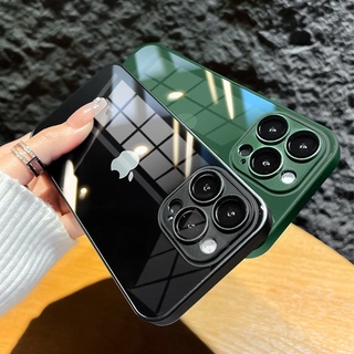 Ốp Điện Thoại Kính Cường Lực + Lớp Phủ Silicone Chống Sốc Cho iPhone 14 13 Pro Max 12 11 Pro Max