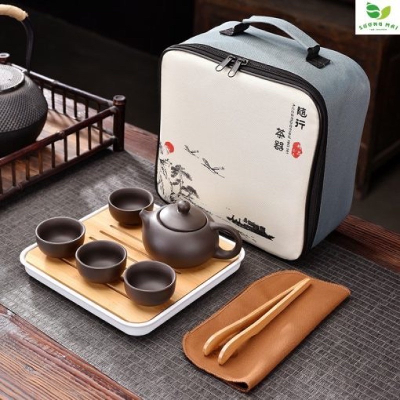 Bộ Trà Đạo bằng Sứ, có túi đựng. Giữ Nguyên Hương Vị Tinh Khiết Của Trà 12 món