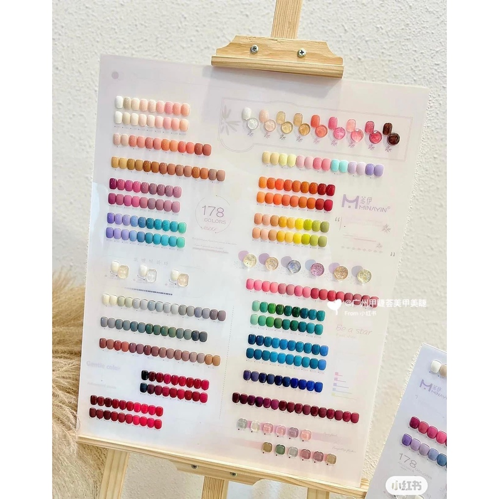 Set sơn gel thạch nhũ 178 màu set sơn gel 178 thạch nhũ tone Hàn Quốc tặng kèm 2 bảng màu khung gỗ trưng bày hachinail