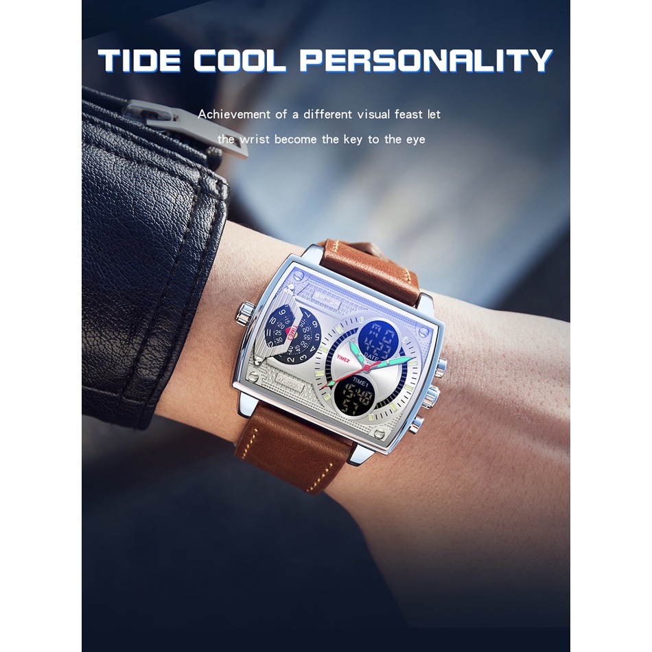 Đồng Hồ Đeo Tay Thạch Anh Kỹ Thuật Số Hai Mặt Thời Trang Cho Nam Reloj