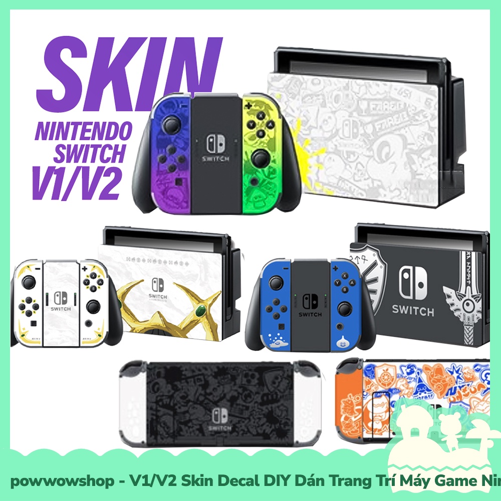 [Sẵn VN - Hỏa Tốc] V1/V2 Set Skin Decal DIY Dán Trang Trí Máy Game, Dock, Grip Nintendo Switch Mẫu Phong Cách Game Gamin