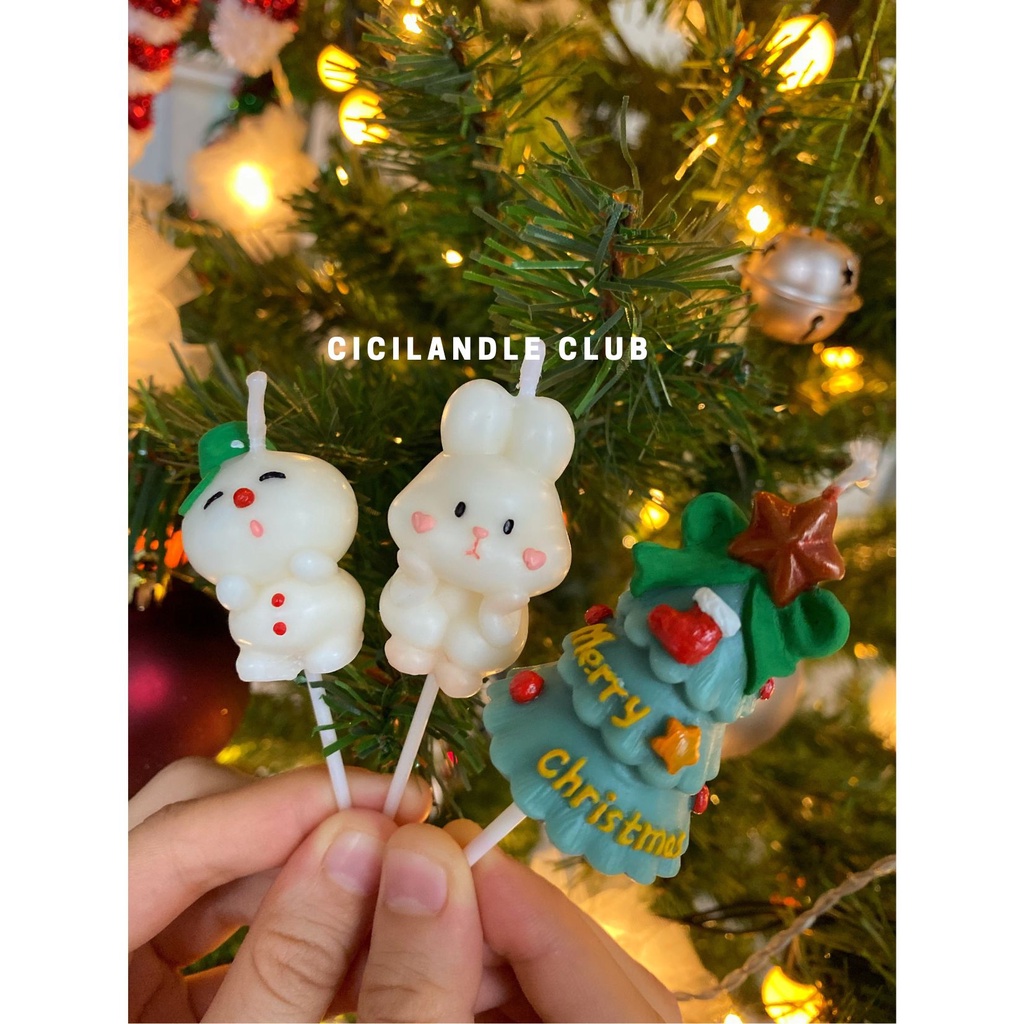 Nến cắm bánh kem sinh nhật handmade siêu cute style Hàn xẻng, phụ kiện trang trí bánh kem