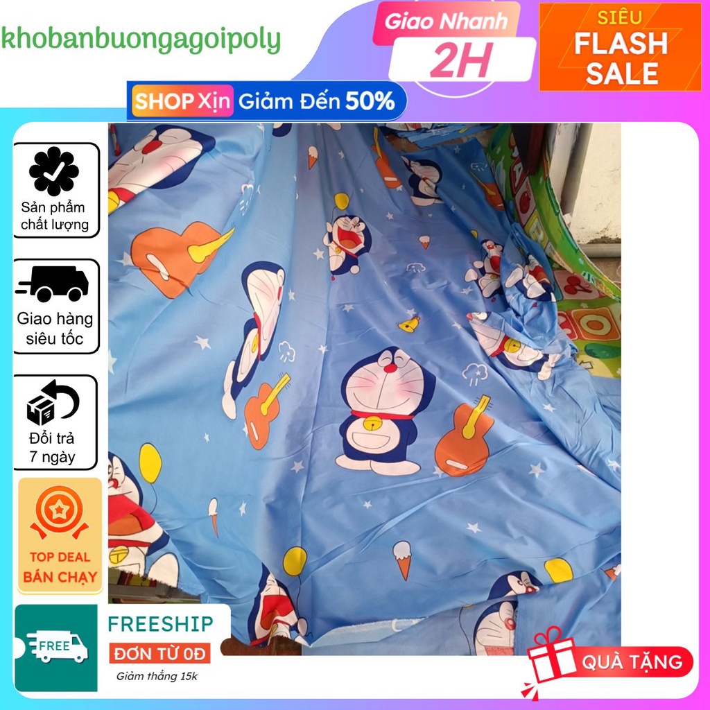Vải chuyên may ga gối, may bọc ghế, đệm ngồi khổ vải rộng 2m3, chất cotton poly, doremon đàn