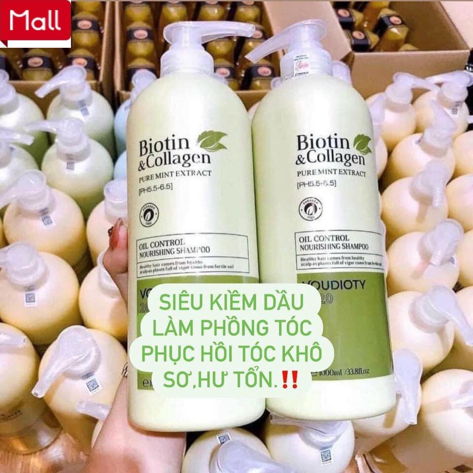 Biotin Collagen Xanh Lá🛑FreeShip🛑Biotin Collagen Xanh Lá | Phục Hồi Kiềm Dầu ⚜️Cặp Dầu Gội Xả Dung Tích 1000ML 63