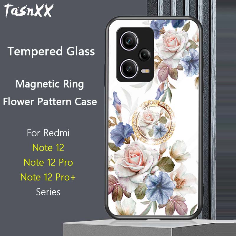 Ốp Điện Thoại Kính Cường Lực 9H Siêu Mỏng Có Vòng Đỡ Nam Châm Cho Redmi Note 12 Pro Plus Explorer