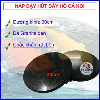 Nắp đậy ống hút đáy hồ cá Koi bằng đá Granite đen, đường kính 30cm