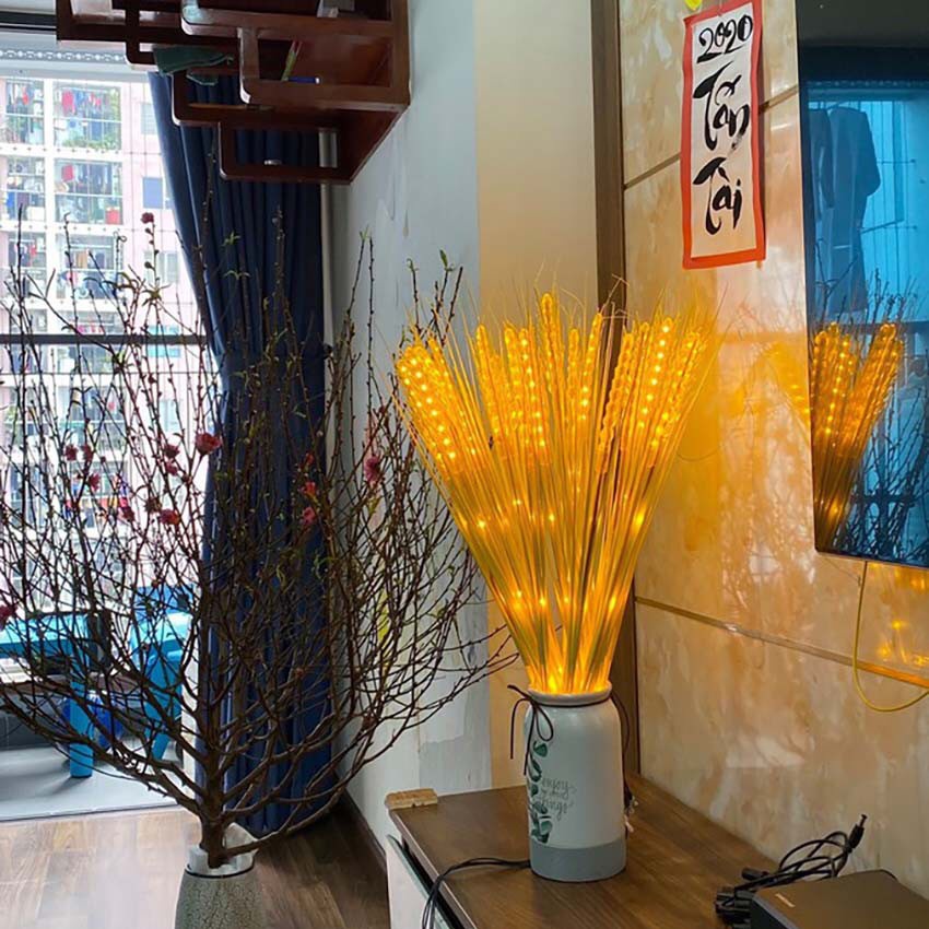 Combo 10 đèn led bông lúa mạch thần tài bông lúa vàng đèn trang trí bàn thờ phòng khách Tết 2023 Phát lộc phát tài