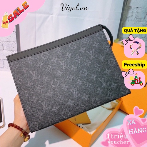 Ví Lv Cầm Tay Bản To chất da thật fullbox