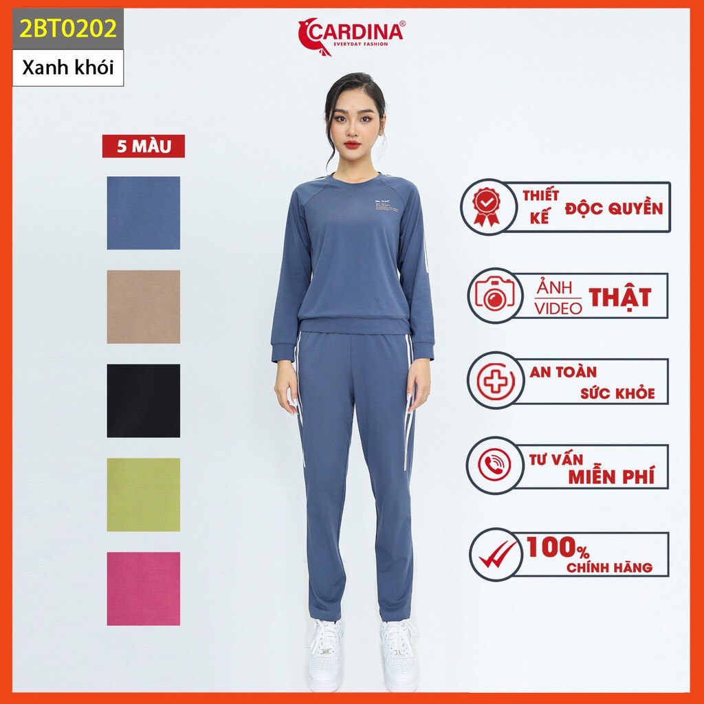 Bộ mặc nhà thu đông Cao Cấp 𝐂𝐀𝐑𝐃𝐈𝐍𝐀, Bộ quần Áo Dài tay vải Cotton Phong Cách Thể Thao Năng động Hình In Chữ Trẻ Trung