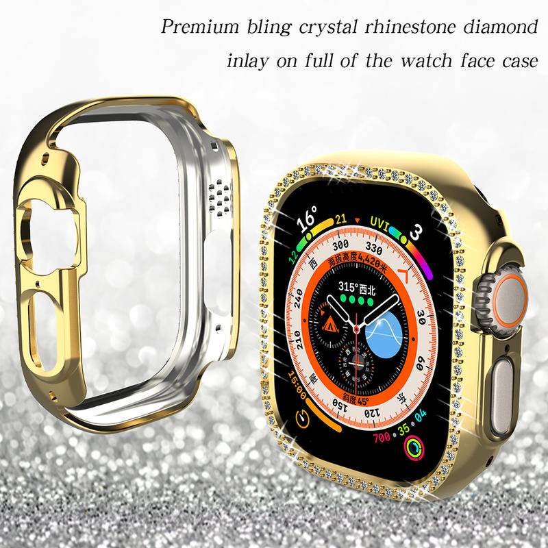 Ốp Bảo Vệ Đồng Hồ Apple Watch Ultra 49mm Bằng PC Họa Tiết Kim Cương Lấp Lánh Sang Trọng 49mm