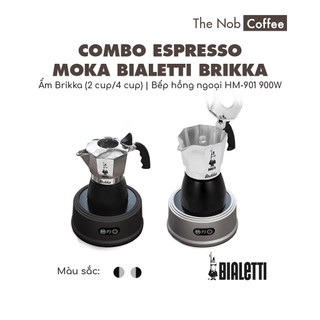 Combo pha Espresso tại nhà với Ấm Moka Bialetti Brikka đi kèm với bếp đun Mini