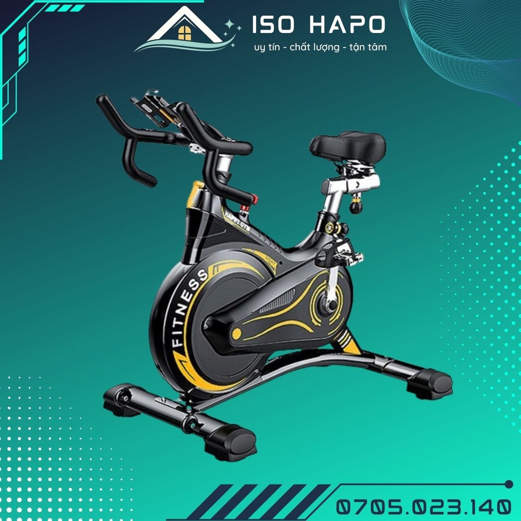 Xe đạp thể dục HAPO cao cấp cảm biến nhịp tim, bánh đà kháng từ vận hành êm ái khung thép hợp kim ốp bọc bánh đà an toàn